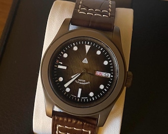 Bronze PVD 38mm Field Style Watch with Distressed Dive Dial