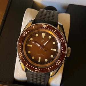 Marine Master Style Automatic Dive Watch w/ Umber and Gold Deep Sea Diver Dial - Custom Mod
