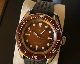 Marine Master Style Automatic Dive Watch w/ Umber and Gold Deep Sea Diver Dial - Custom Mod