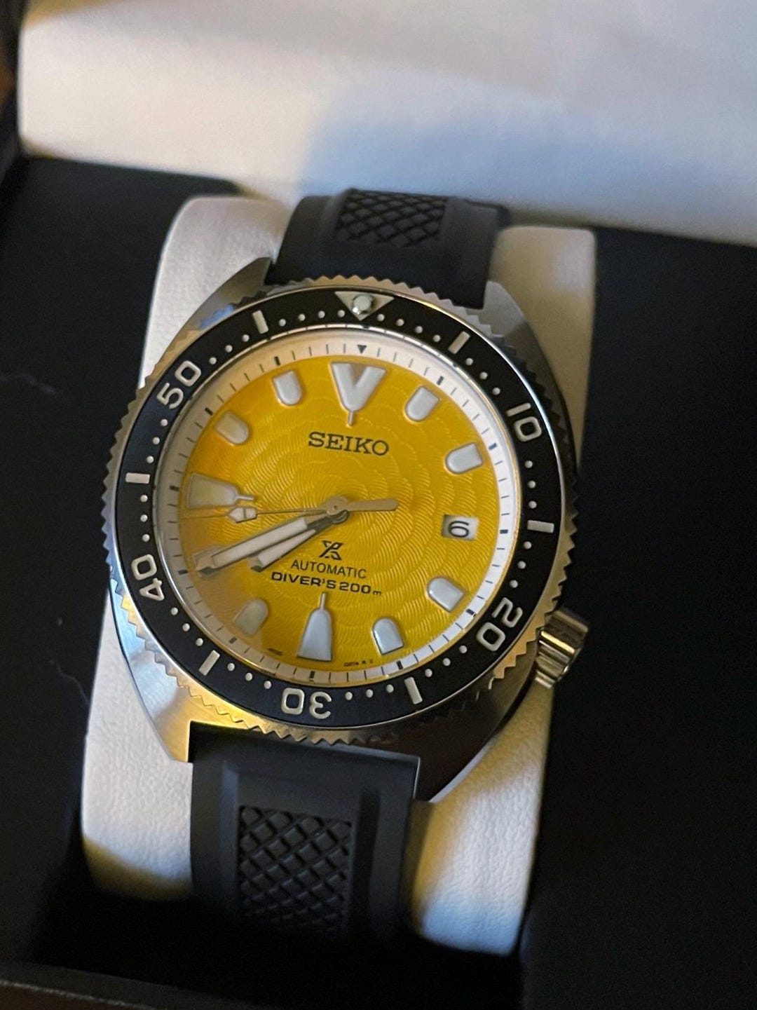 Slim Turtle Style Automatic Dive Watch Mod W/ Seiko SRPD19 Yellow