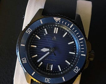Deep Blue FMX style Dive Watch w/PVD Black Case and FKM Rubber Strap