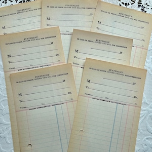 12 Vintage Invoice Ledger Statement Pages Pack Junk Journal Ephemera Papers