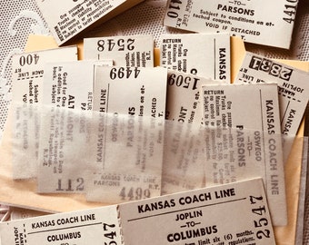 Vintage Bus Tickets Ephemera Pack of 8 Travel Junk Journal