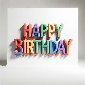 Happy Birthday Rainbow 3D-tekst Pride RGB Instant downloadbare digitale download Eenvoudige print thuis Party Decor Kleurrijk helder e-card idee