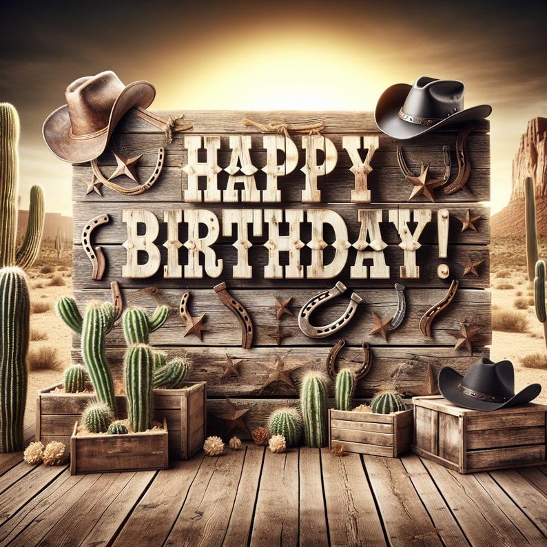 Desert Cowboy Birthday Print: Printable Card. Rustic Western Decor ...