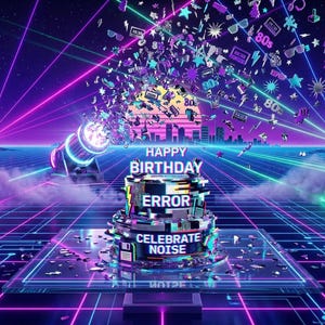 Cyberpunk Glitch Birthday Card | Retro 80s Synthwave Party Invite (Digital Download)