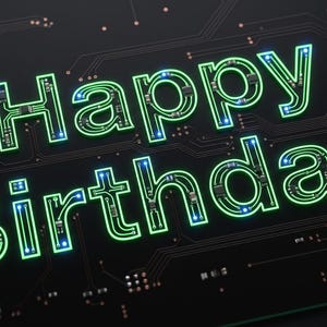 Biglietto d'auguri video animato con circuito stampato e stampa / Pacchetto digitale per appassionati di tecnologia (download digitale)