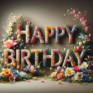 Feliz Aniversário em Flores para Download Instantâneo, Download Digital, Arte Digital, Impressão para Download em Casa, Decoração de Festa e Celebração Prety