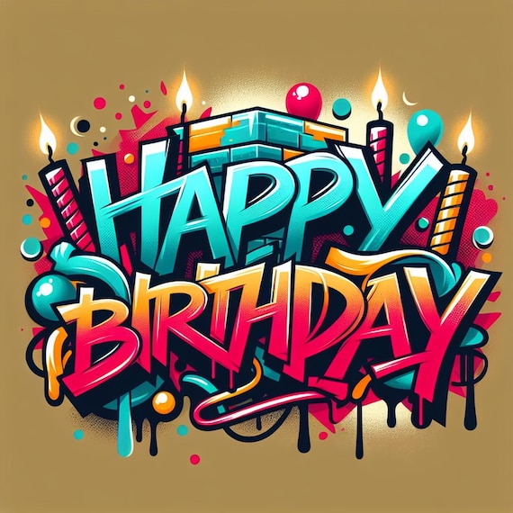 Video Happy Birthday Graffiti Card, Animated Colorful Urban Ecard
