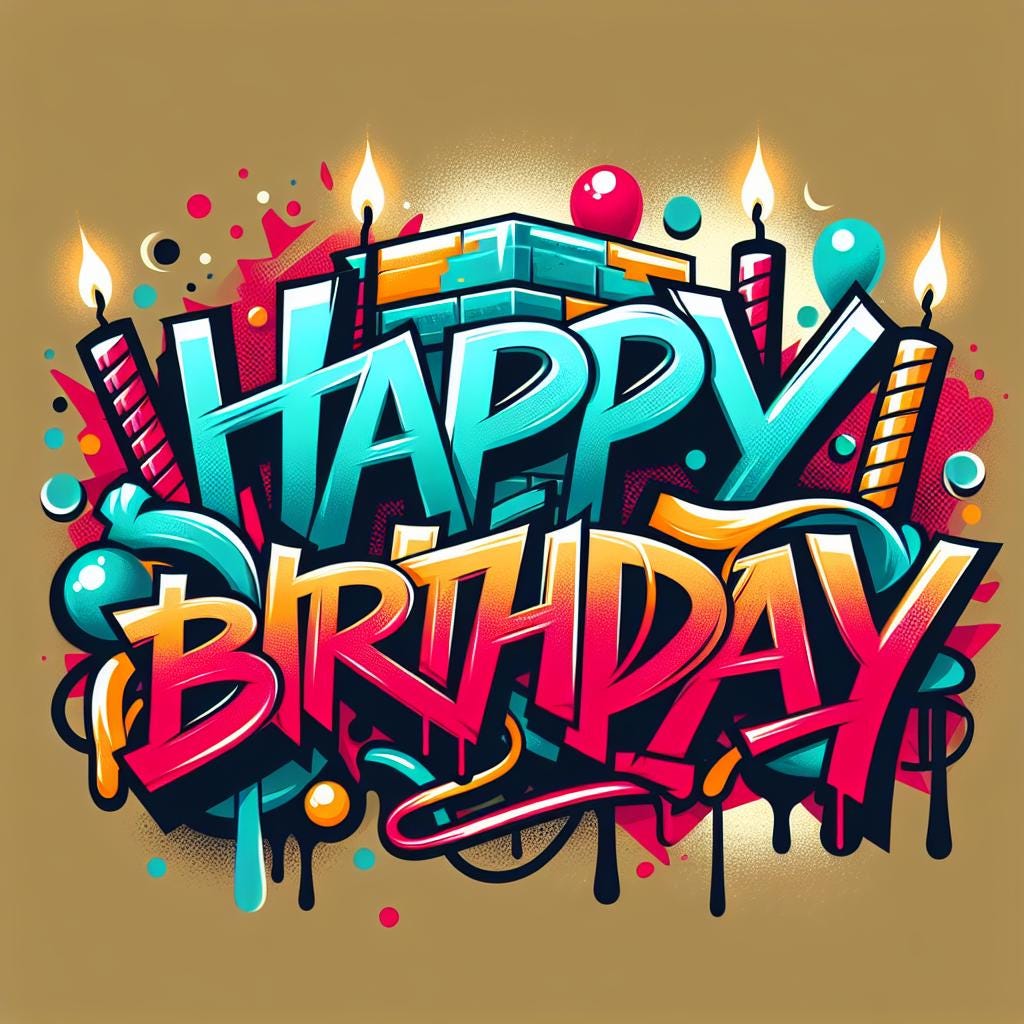 Video Happy Birthday Graffiti Card, Animated Colorful Urban Ecard