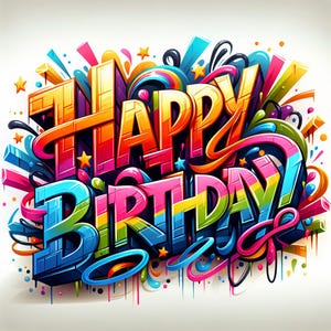 Alles Gute zum Geburtstag Graffiti Sofort herunterladbare, digitaler Download Poster, digitale Kunst, herunterladbare Druck zu Hause Party Dekor Klassenzimmer Kinder