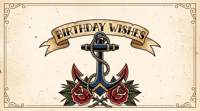 Traditional Tattoo Anchor Birthday Video Animation (digital Download ...