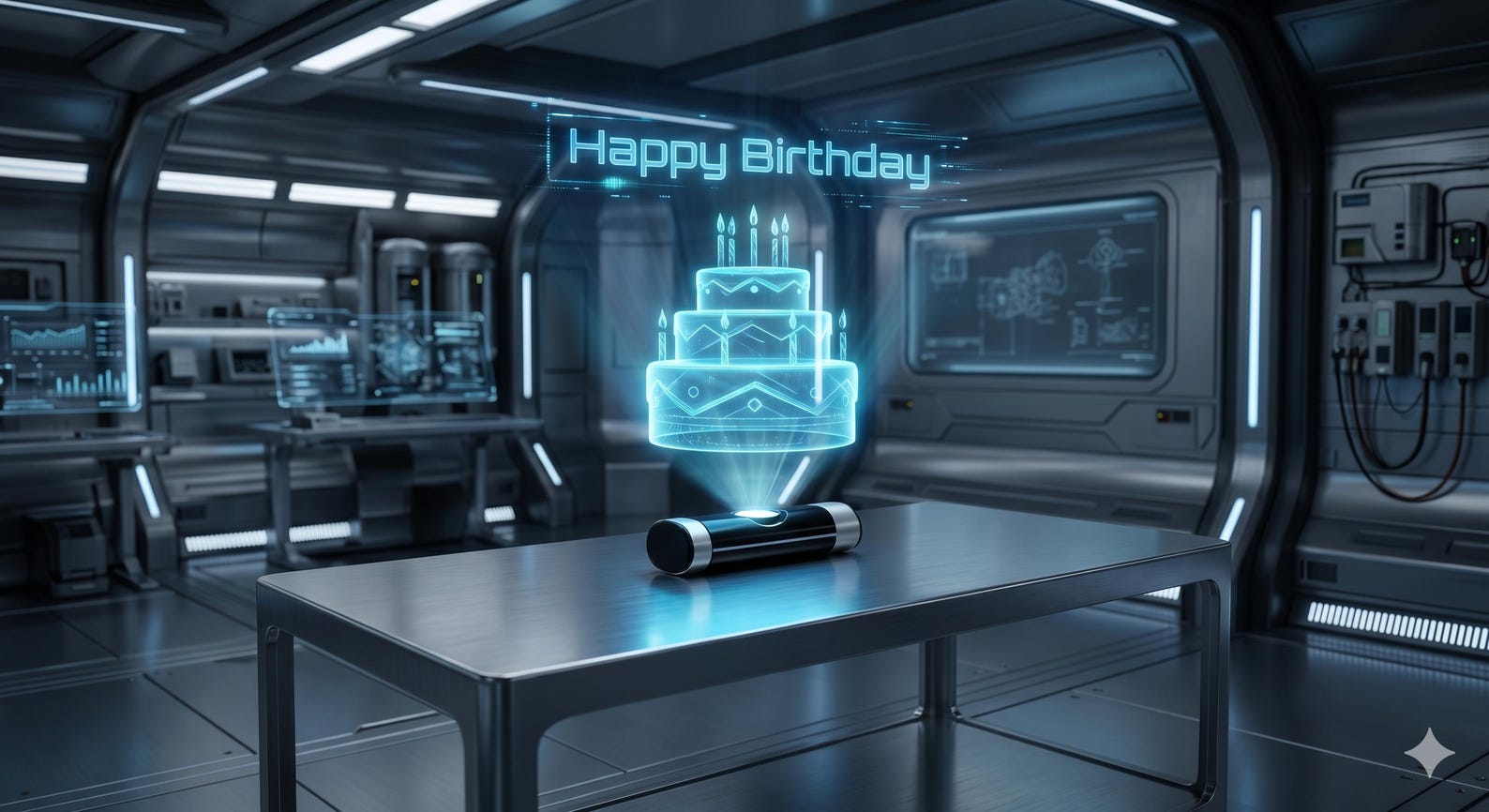 Sci-fi Hologram Birthday Ecard, Futuristic Spaceship Birthday Card ...