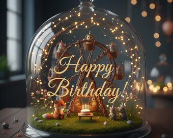 Animated Ferris Wheel Birthday Video Ecard | Mini Animal Terrarium (Digital Download)