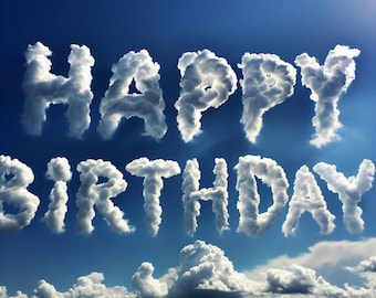 Happy Birthday Cloud Sky Print: Party Decor (Digital Download)