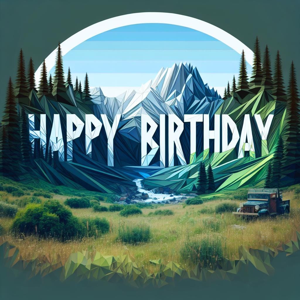 Happy Birthday Mountain Adventure Digital Print - Unique Greeting Card Alternative, Printable Nature Art for Him/Her, Outdoor Theme Decor
