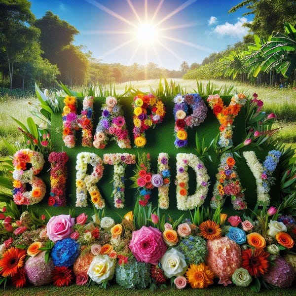 Alles Gute zum Geburtstag Blumenkunst: Herunterladbare Party Dekoration (Digitaler Download)