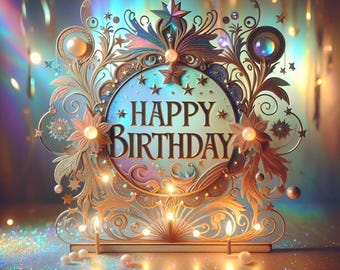 Elegant "Happy Birthday" Card Print - Gold Glitter Sign: Luxury Party Decor (Digital Download, Printable)