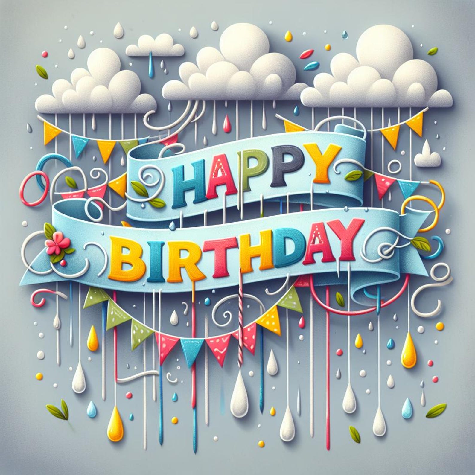 Rainy Day Birthday Card: Cheerful Weather Art (digital Download, Print ...