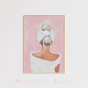 Minimalistischer Spa-inspirierter Kunstdruck – Feminine Silhouette Poster – Wanddekor in Pastellrosa und Weiß – Elegantes digitales Kunstwerk
