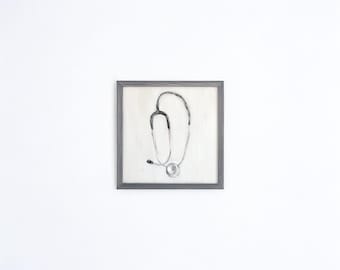 Minimalist Stethoscope Art Print – Medical Wall Decor – Doctor’s Office Gift – Modern Healthcare Artwork – Nurse Appreciation Poster Print