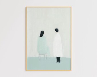 Doctor and Patient Minimalist Art - Modern Healthcare Inspired Digital Wall Art for Clinic or Office Decor - Canvas - Art - Print - Digital