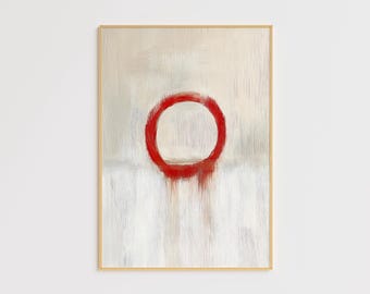 Red Circle Abstract Art Print - Modern Minimalist Home Decor (Digital Download)