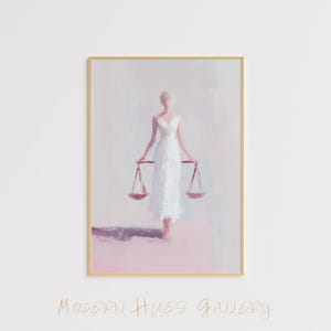 Justice Balance Art Print – Minimalist Lady Justice Painting – Abstract Law Symbol Art – Modern Justice Wall Art – Scales of Justice Decor