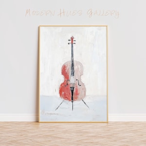 Minimalist Cello Art Print Musical Instrument Painting Modern Music Wall Art Elegant String Instrument Decor Cello Poster  Musical Artwork