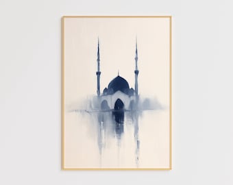 Minimalist Mosque Art Print Abstract Islamic Architecture Painting Modern Mosque Wall Art Elegant Islamic Decor Neutral Mosque Artwork Ideas