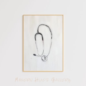 Minimalist Stethoscope Art Print – Medical Wall Decor – Doctor’s Office Gift – Modern Healthcare Artwork – Nurse Appreciation Poster Print