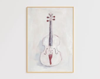 Minimalistisk fiolkonst – Elegant musikväggdekor – Modern fiolmålning – Fiolinheminredning – Minimalistisk fiololjemålning Konst Musikkonst