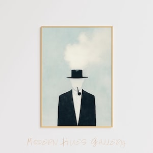 Minimalist Man with Pipe Poster - Surreal Digital Art Print for Home Decor and Wall Art - Canvas