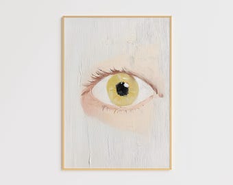 Golden Eye Art Print – Minimalist Surreal Illustration (Digital Download)