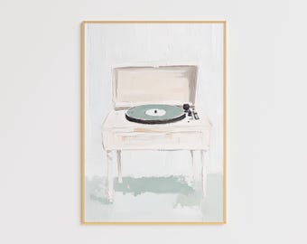 Retro Turntable Painting – Vintage Record Player Art (Digital Download)