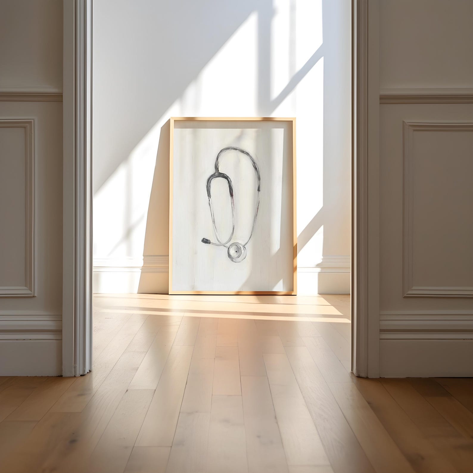 Minimalist Stethoscope Art Print – Medical Wall Decor – Doctor’s Office ...