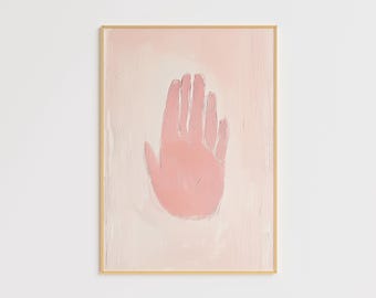 Minimalist Pink Hand Art Print – Abstract Line Art (Digital Download)