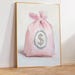 Modern Pink Money Bag Art – Trendy Dollar Sign Painting – Unique ...
