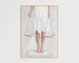 Lady Justice Modern Art – Symbol of Balance and Equality – Minimalist Law-Inspired Painting – Contemporary Justice Decor