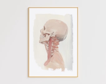 Anatomical Skull Art Print – Modern Medical Wall Decor – Human Anatomy Illustration – Minimalist Skeleton Artwork – Unique Science Wall Art