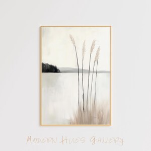 Minimalist See Reed Art - Neutrale Landschaft Wanddruck - Moderne Natur Leinwand - Gelassenes skandinavisches Poster - Reed Art - Reed Print