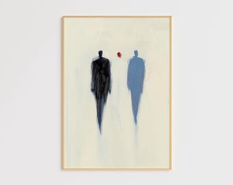 Minimalist Silhouettes Art Print  Abstract Figures Modern Wall Art for Contemporary Interiors Elegant Three Figures Painting Neutral Decor