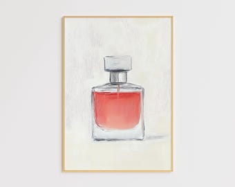 Minimalist Perfume Bottle Art Print – Modern Wall Decor for Bedroom, Vanity, or Bath, Elegant Fragrance Illustration, Digital Download, Art