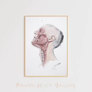 Anatomical Face Study Art Print – Realistic Human Muscles Drawing – Medical Wall Art – Anatomy Inspired Art – Modern Science Decor