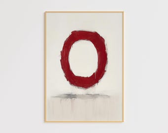 Bold Red Circle Art Print – Minimalistyczny abstrakcyjny obraz – Nowoczesna sztuka ścienna – Współczesny wystrój geometryczny – Eleganckie dzieło sztuki – Niepowtarzalny plakat