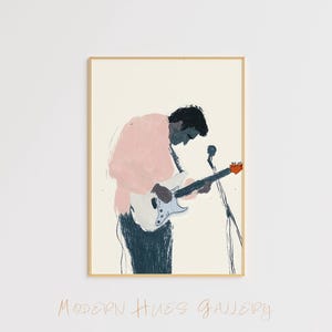 Rock & Roll Guitarist Art Print - Electric Guitar Musician Poster - Modern Wall Art for Music Lovers