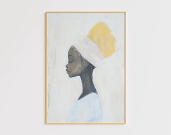 Minimalist African Woman Portrait Art Print – Modern Ethnic Decor (Digital Download)