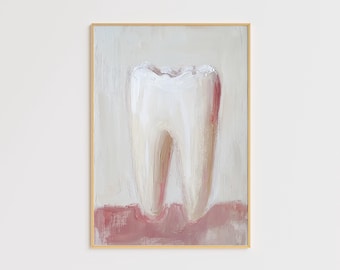 Minimalist Tooth Art Print – Abstract Tooth Painting – Modern Dental Office Decor – Dentist Wall Art – Contemporary Tooth Poster – Artwork