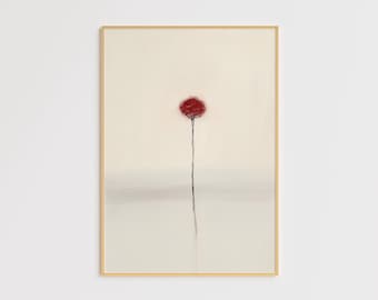 ミニマリストの赤い木のアートプリント - 抽象的な自然の壁アート - モダンな一本の木の絵画 - 現代的な赤い装飾 - 穏やかな風景のアートワーク