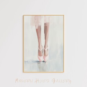 Ballerina Wall Art – Ballet Shoes Painting – Elegant Dancer Decor – Pink Ballet Artwork – Minimalist Ballet Poster Ballerina Decor - Poster